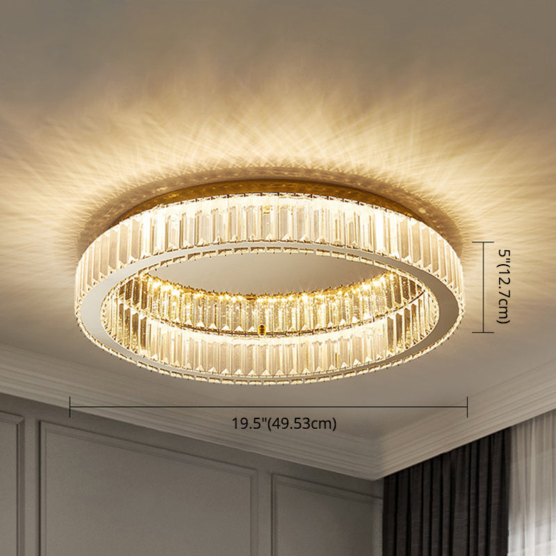 Modern Crystal Chandelier Flush Mount Ceiling Light For Living Room