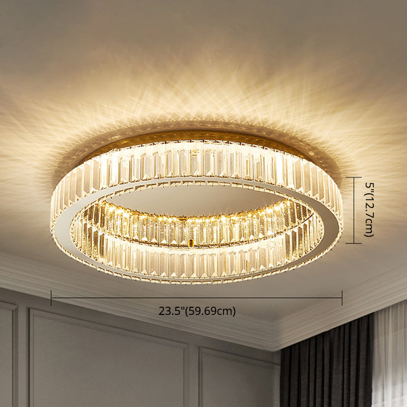 Modern Crystal Chandelier Flush Mount Ceiling Light For Living Room