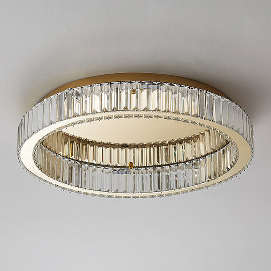 Modern Crystal Chandelier Flush Mount Ceiling Light For Living Room