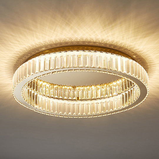 Modern Crystal Chandelier Flush Mount Ceiling Light For Living Room