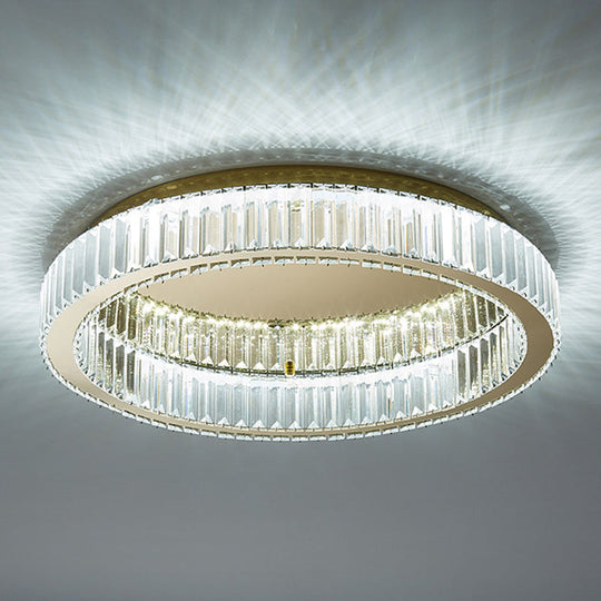 Modern Crystal Chandelier Flush Mount Ceiling Light For Living Room