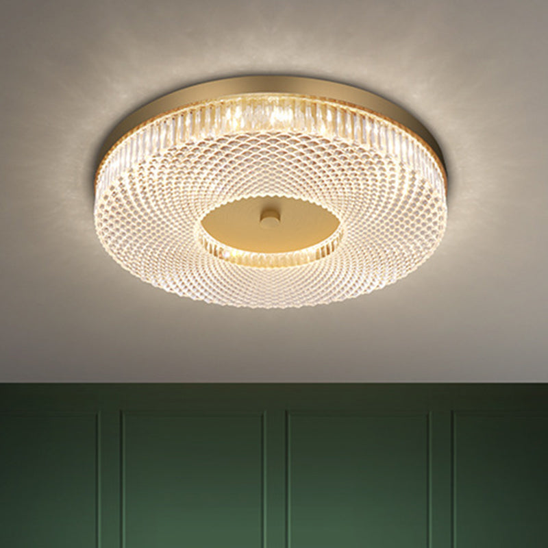 Ultra-Contemporary Crystal Round Flush Mount Ceiling Light For Bedroom