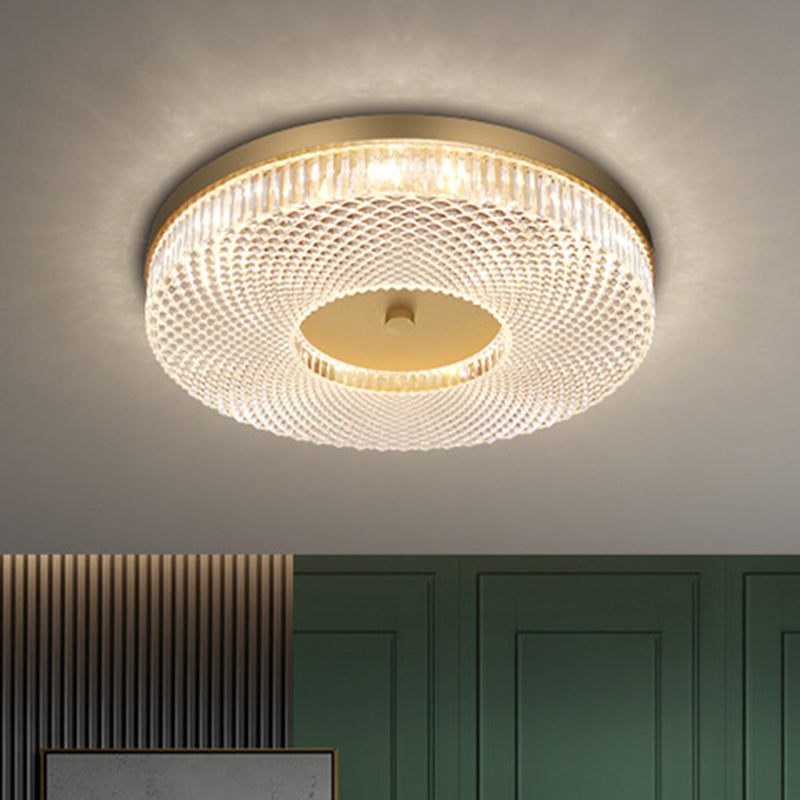 Ultra-Contemporary Crystal Round Flush Mount Ceiling Light For Bedroom