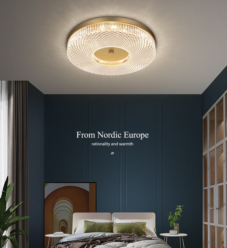 Ultra-Contemporary Crystal Round Flush Mount Ceiling Light For Bedroom