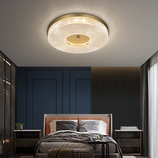 Ultra-Contemporary Crystal Round Flush Mount Ceiling Light For Bedroom