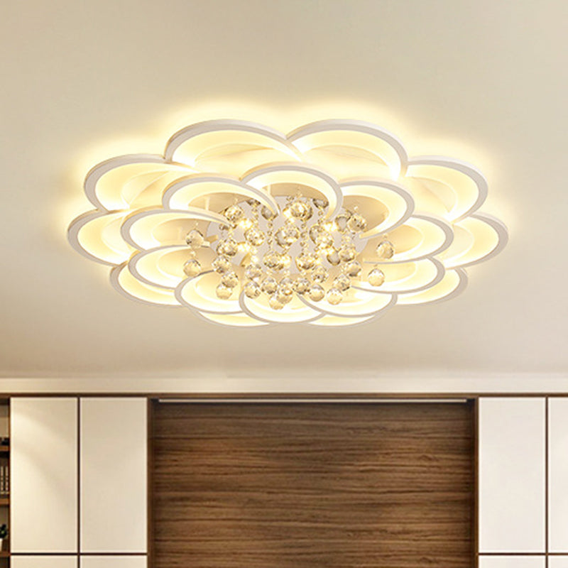 Contemporary Flower Flush Mount Ceiling Light - Acrylic Fixture For Living Room