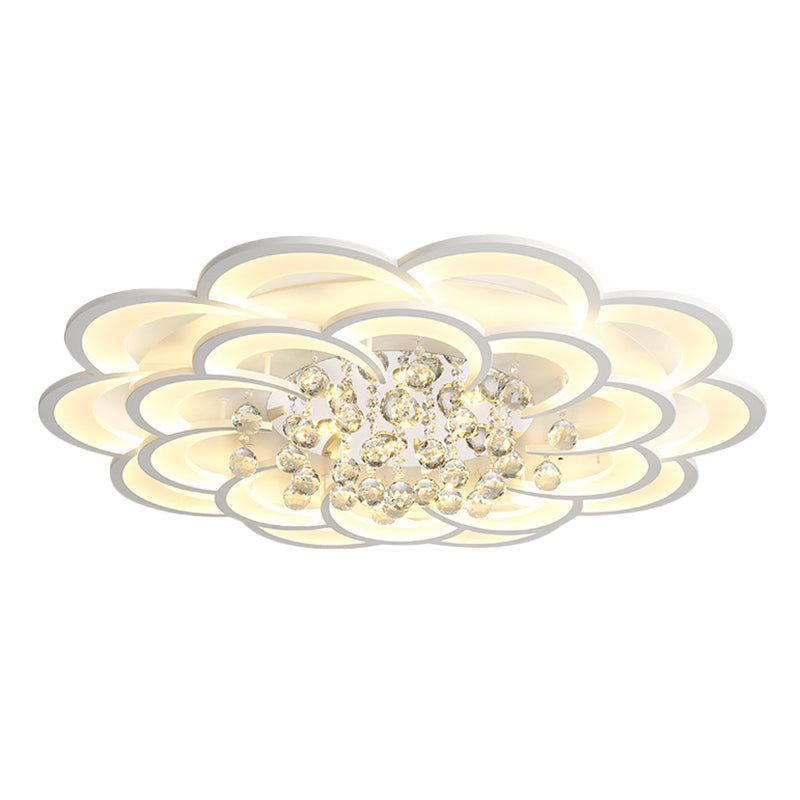 Contemporary Flower Flush Mount Ceiling Light - Acrylic Fixture For Living Room