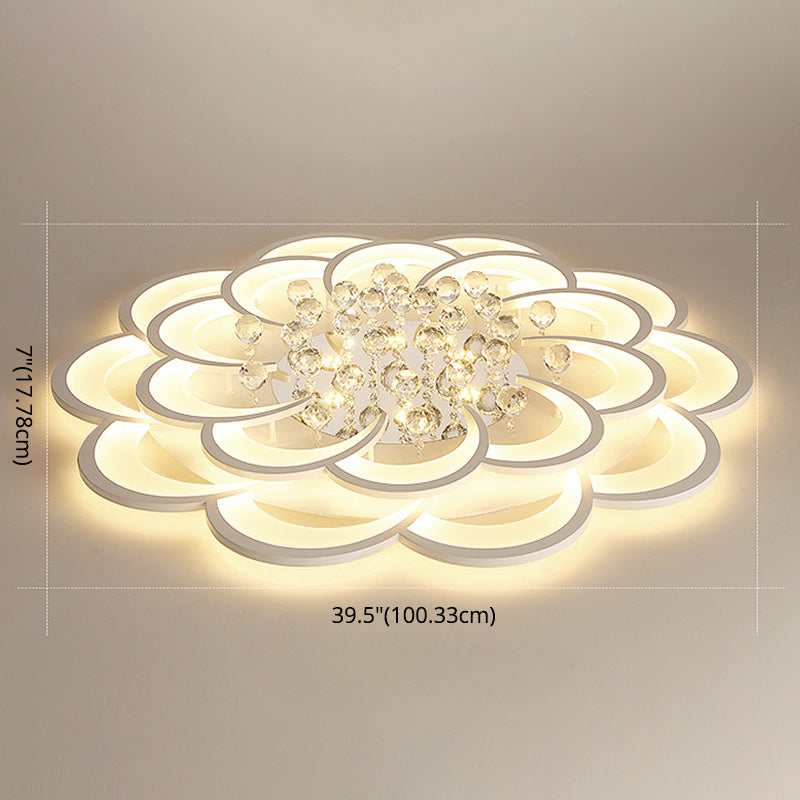 Contemporary Flower Flush Mount Ceiling Light - Acrylic Fixture For Living Room