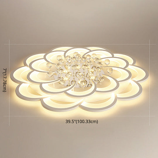 Contemporary Flower Flush Mount Ceiling Light - Acrylic Fixture For Living Room