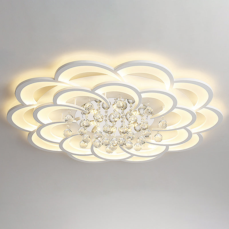 Contemporary Flower Flush Mount Ceiling Light - Acrylic Fixture For Living Room