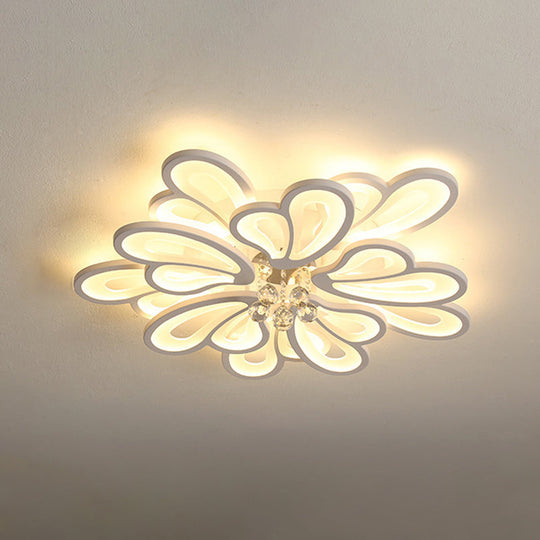 Contemporary Floral Flushmount Ceiling Light For Living Room Décor White / 31.5