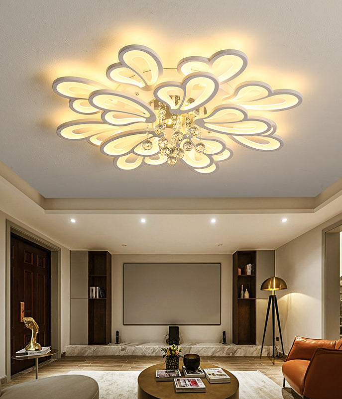 Contemporary Floral Flushmount Ceiling Light For Living Room Décor