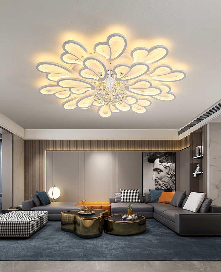 Contemporary Floral Flushmount Ceiling Light For Living Room Décor