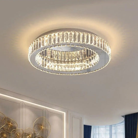 Contemporary Crystal Round Flush Mount Ceiling Light Chrome / 16