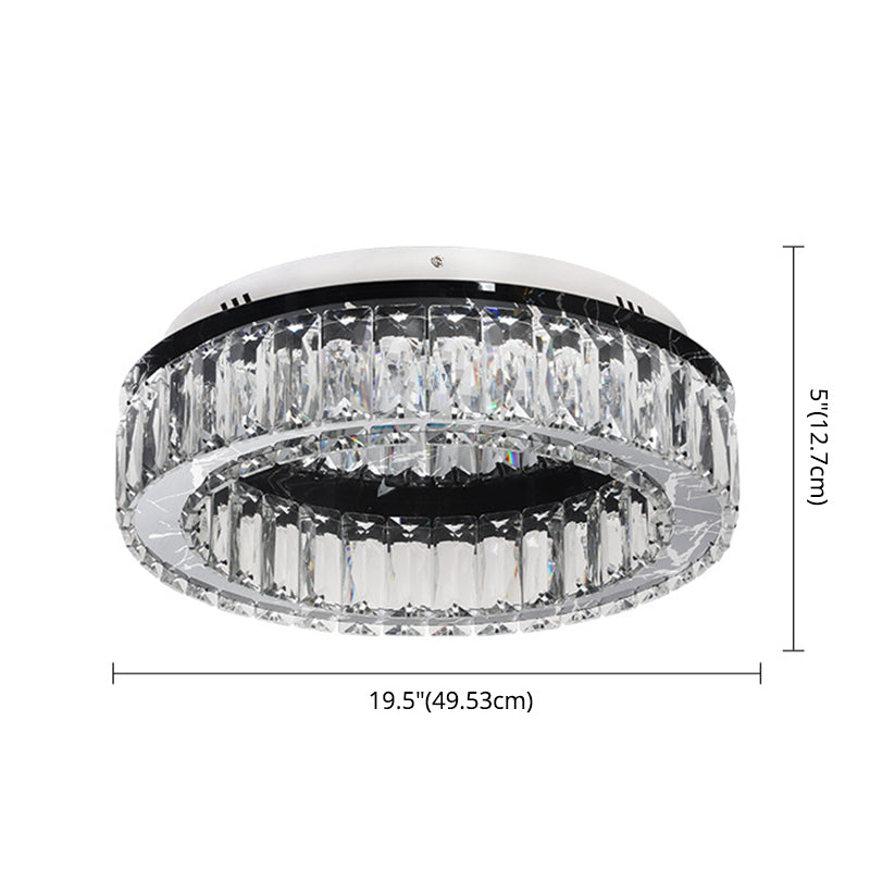 Contemporary Crystal Round Flush Mount Ceiling Light