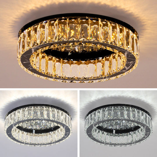 Contemporary Crystal Round Flush Mount Ceiling Light