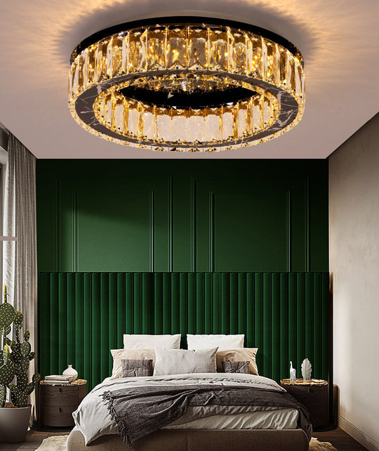 Contemporary Crystal Round Flush Mount Ceiling Light