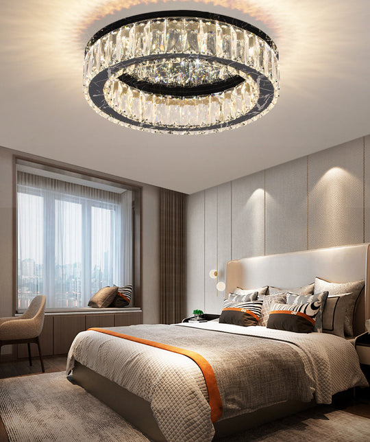 Contemporary Crystal Round Flush Mount Ceiling Light