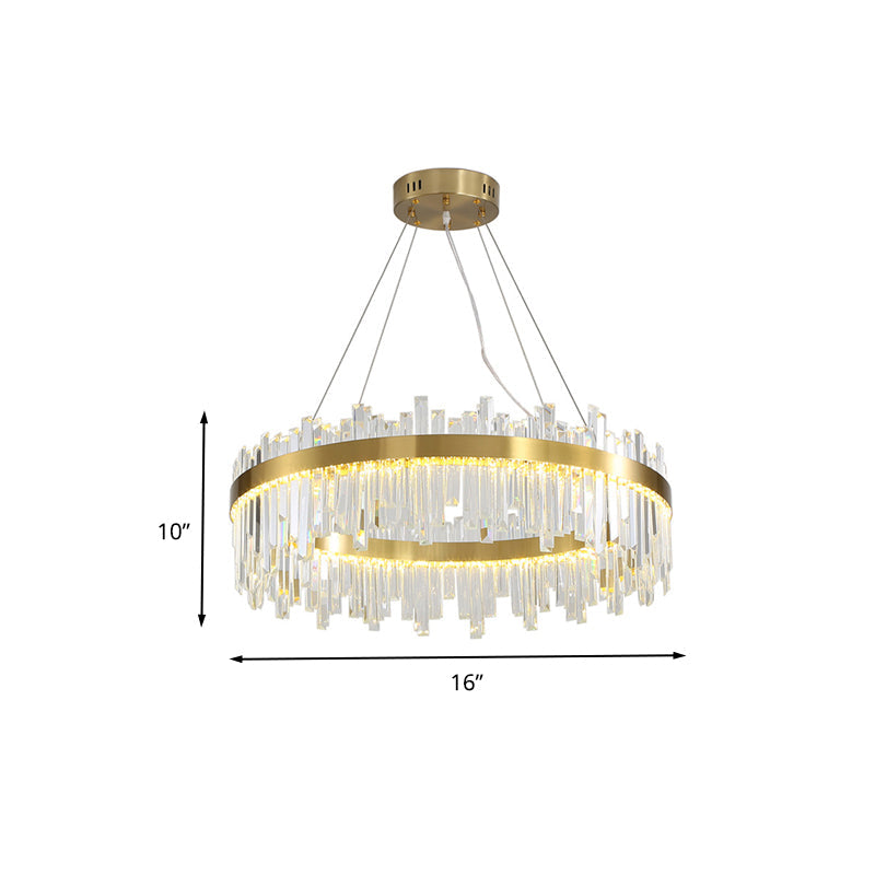 Gold Circle Led Chandelier Lamp - Postmodern Crystal Block Multiple Sizes Available