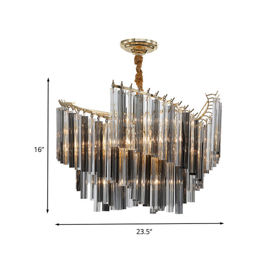 Smoke Gray Postmodern Spiral Chandelier With Crystal Rod - 5/10 Head Living Room Hanging Lamp