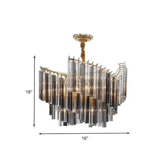 Smoke Gray Postmodern Spiral Chandelier With Crystal Rod - 5/10 Head Living Room Hanging Lamp