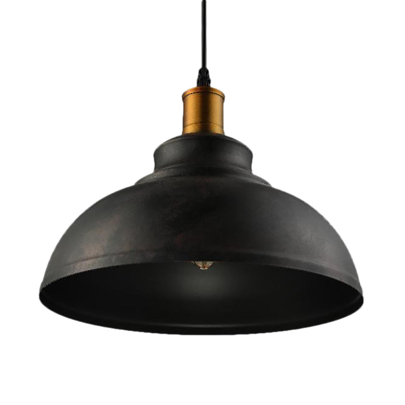 Adjustable Cord Retro Metal Dome Ceiling Pendant With Black/White Shade - 12/14/16 W