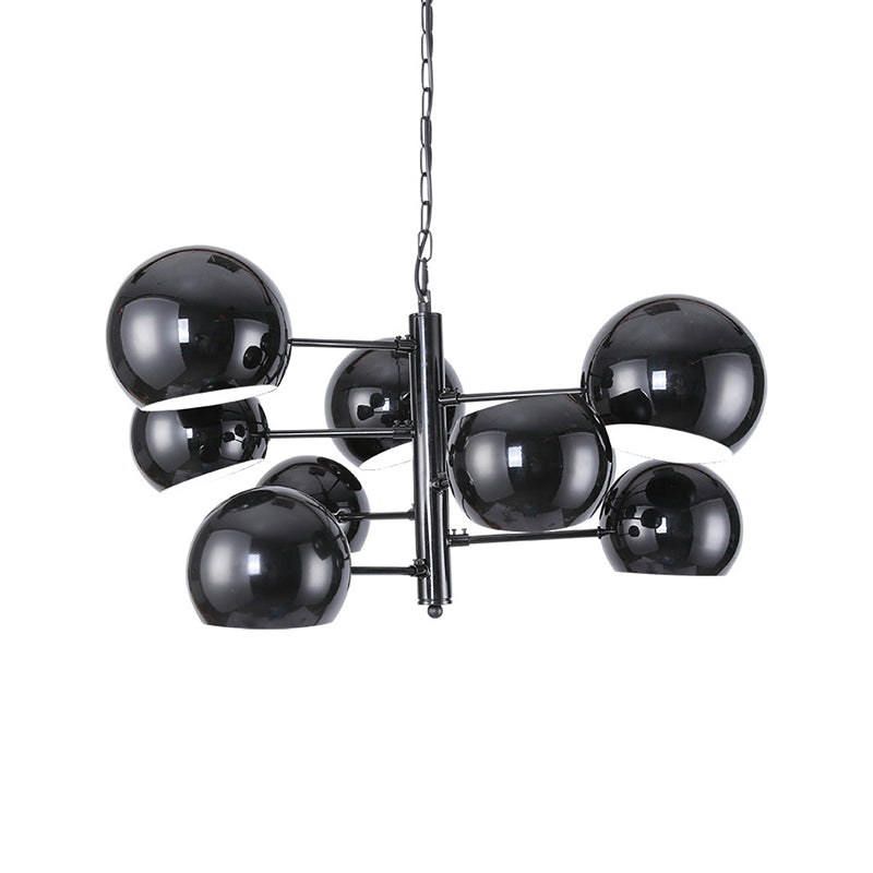 Black Iron Globe Chandelier with 8-Light LED Pendant for Office Space