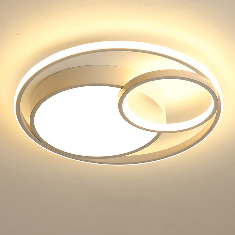 Modern Acrylic Ring Flushmount LED Ceiling Light in Gray/White/Black with Warm/White/3 Color Lighting"