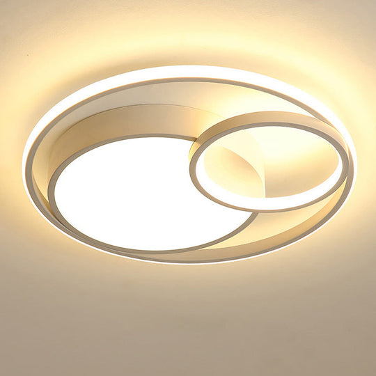 Modern Acrylic Ring Flushmount Led Ceiling Light In Gray/White/Black With Warm/White/3 Color