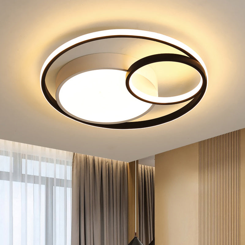 Modern Acrylic Ring Flushmount LED Ceiling Light in Gray/White/Black with Warm/White/3 Color Lighting"