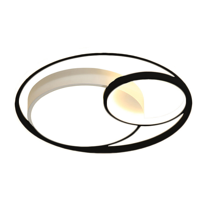 Modern Acrylic Ring Flushmount LED Ceiling Light in Gray/White/Black with Warm/White/3 Color Lighting"