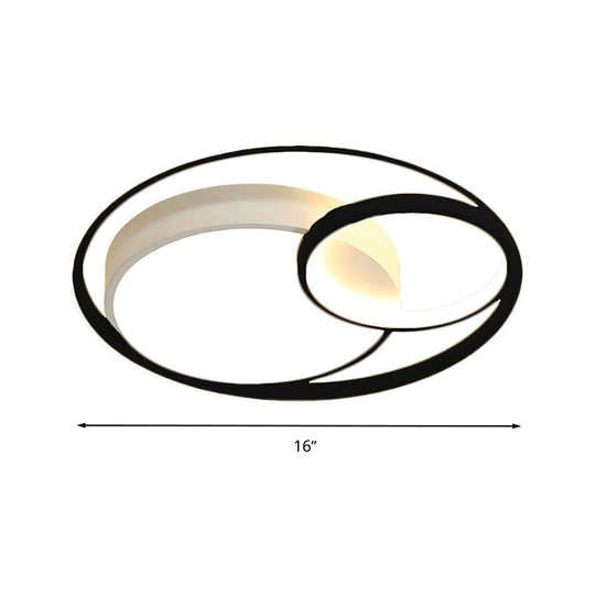 Modern Acrylic Ring Flushmount LED Ceiling Light in Gray/White/Black with Warm/White/3 Color Lighting"