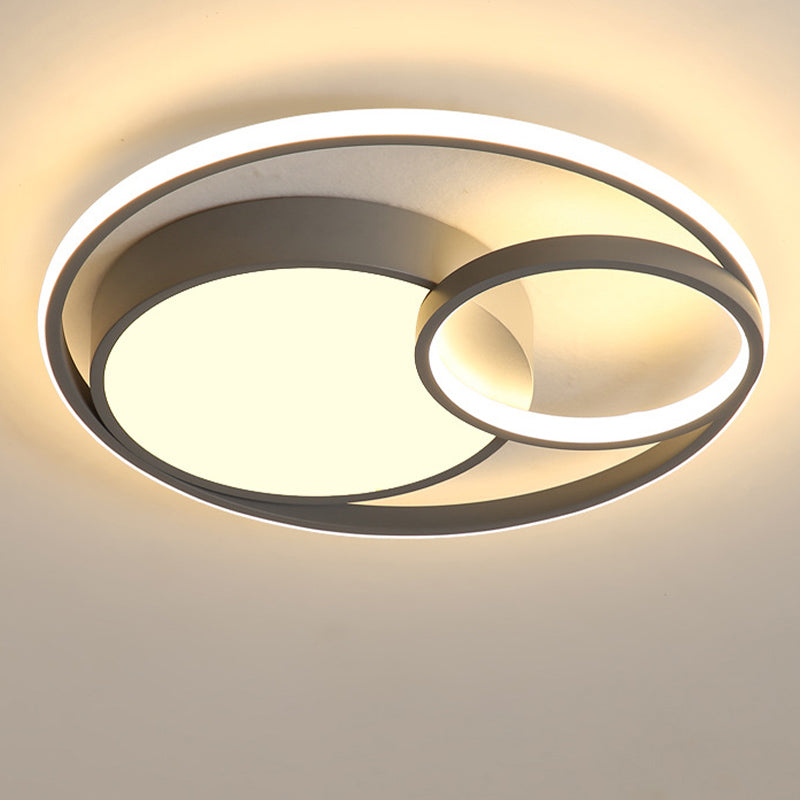 Modern Acrylic Ring Flushmount Led Ceiling Light In Gray/White/Black With Warm/White/3 Color