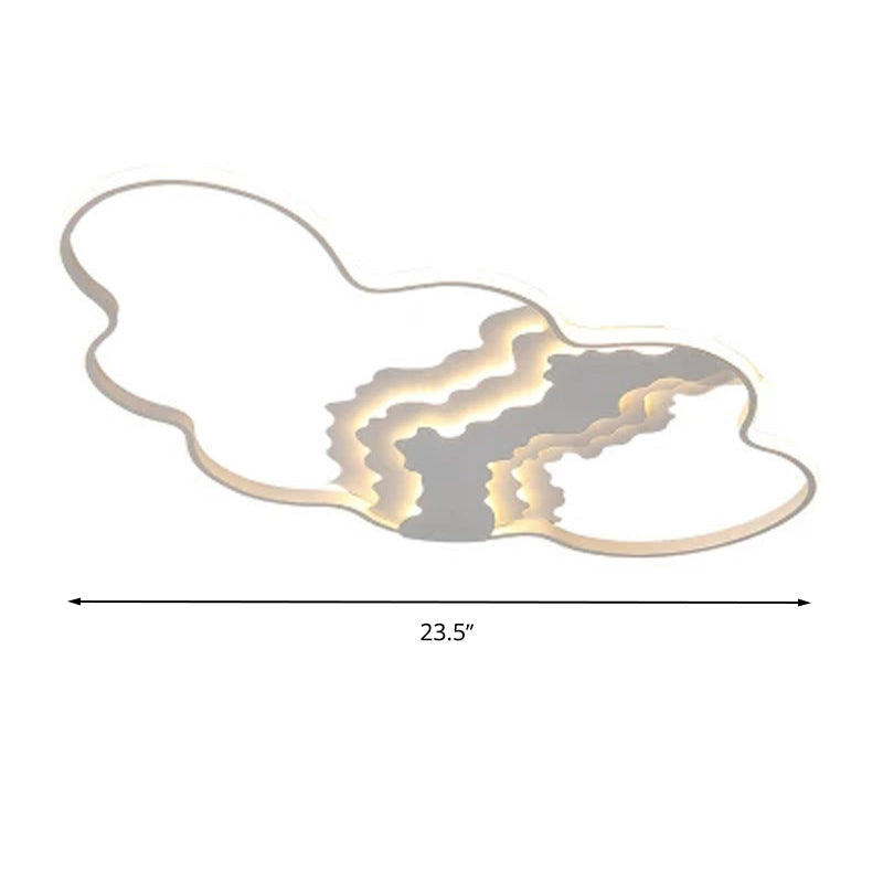 Luminaire encastré moderne à LED en métal en forme de nuage en blanc avec lumière chaude/blanche pour l'éclairage du salon