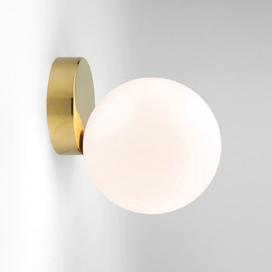 Modern Opal Glass Flush Mount With 1-Light Spherical Shade For Hallway Lighting