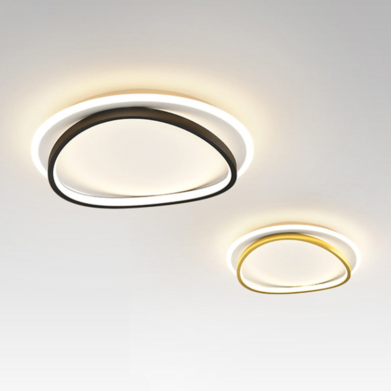 Modern Minimalist Double Round Flush Mount Led Ceiling Light For Bedrooms