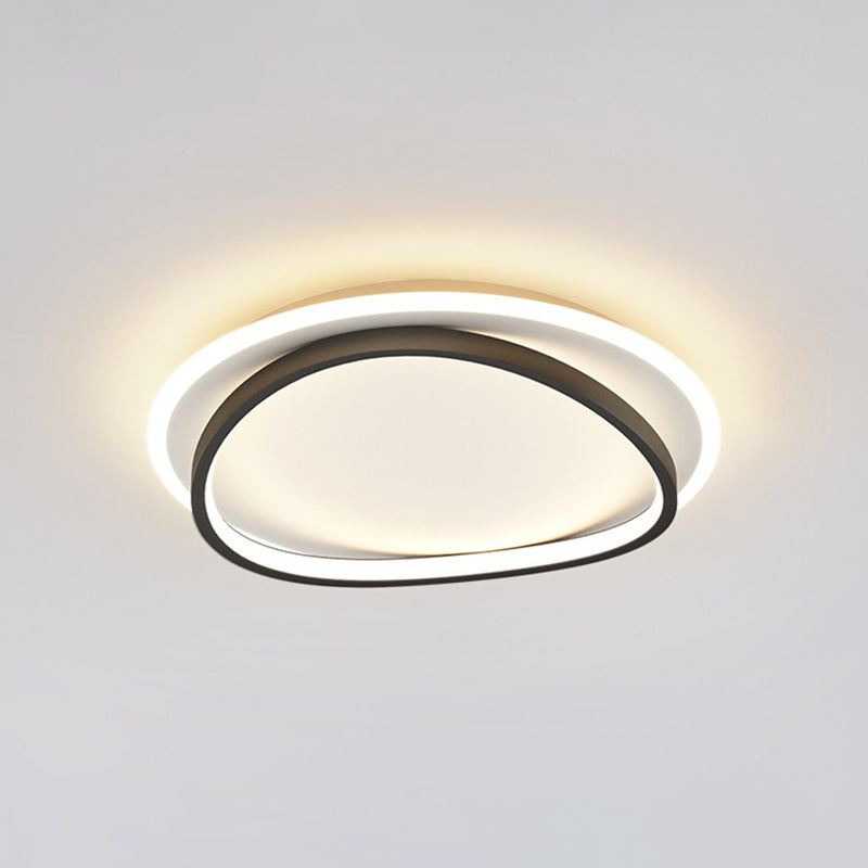 Modern Minimalist Double Round Flush Mount Led Ceiling Light For Bedrooms Black / 19.5 White