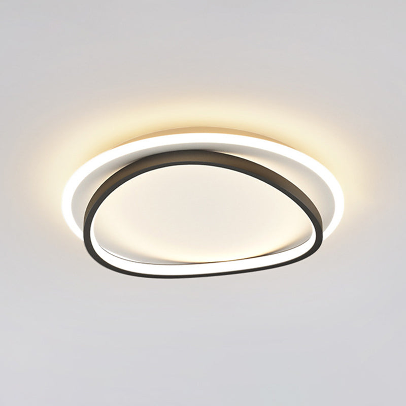 Modern Minimalist Double Round Flush Mount Led Ceiling Light For Bedrooms Black / 23.5 Warm