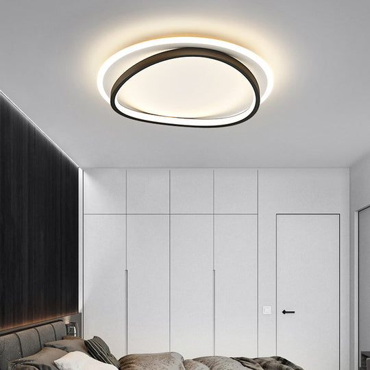 Modern Minimalist Double Round Flush Mount Led Ceiling Light For Bedrooms