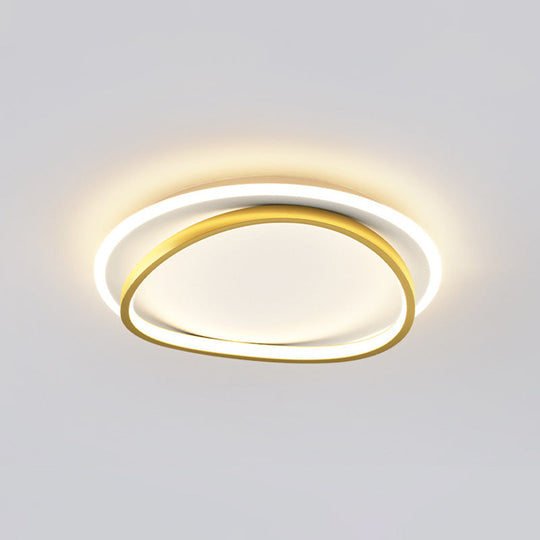 Modern Minimalist Double Round Flush Mount Led Ceiling Light For Bedrooms Gold / 19.5 Warm