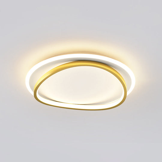 Modern Minimalist Double Round Flush Mount Led Ceiling Light For Bedrooms Gold / 23.5 White