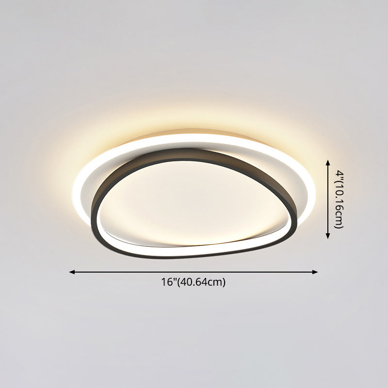 Modern Minimalist Double Round Flush Mount Led Ceiling Light For Bedrooms