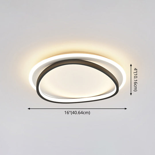 Modern Minimalist Double Round Flush Mount Led Ceiling Light For Bedrooms