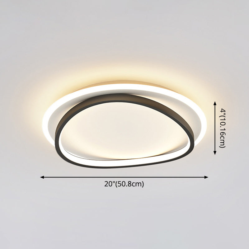 Modern Minimalist Double Round Flush Mount Led Ceiling Light For Bedrooms