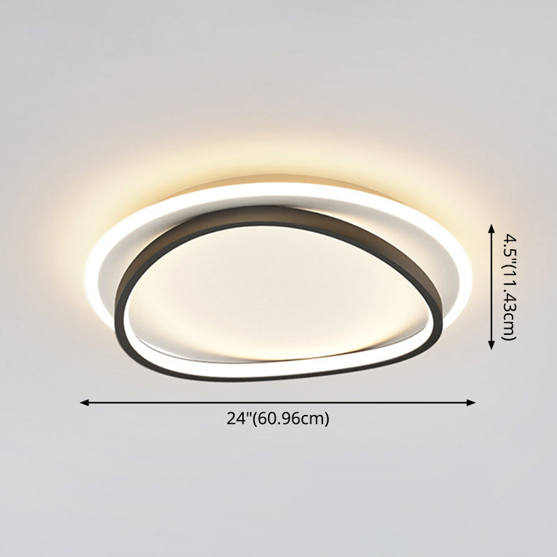 Modern Minimalist Double Round Flush Mount Led Ceiling Light For Bedrooms