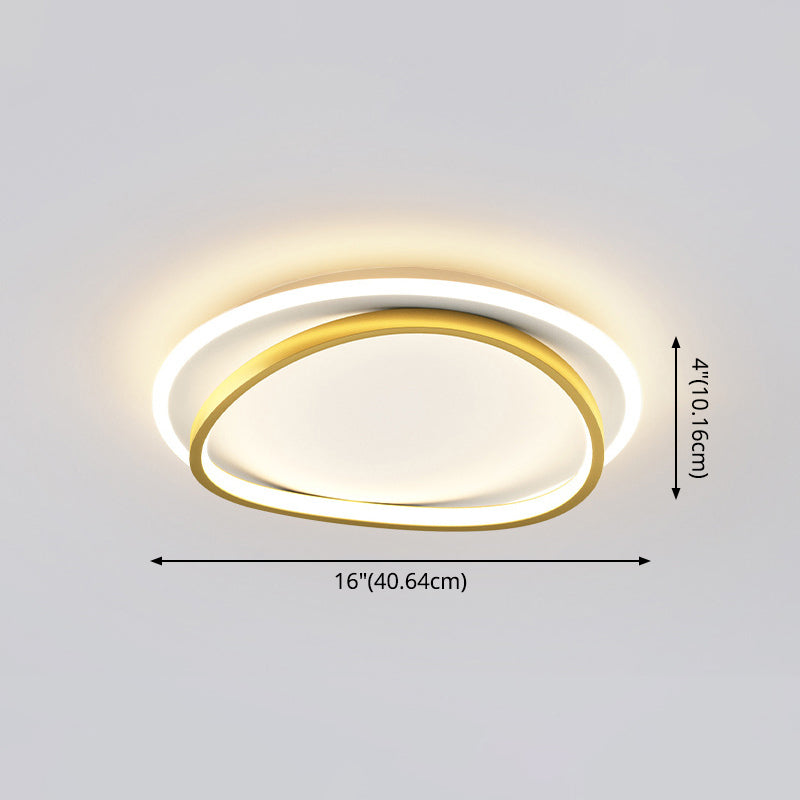 Modern Minimalist Double Round Flush Mount Led Ceiling Light For Bedrooms