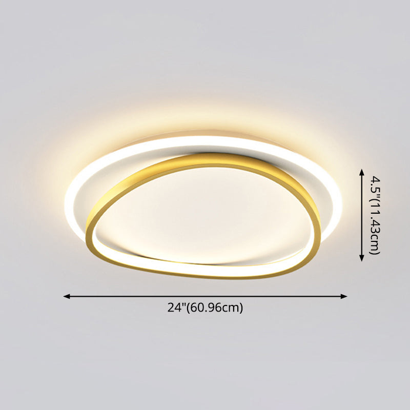 Modern Minimalist Double Round Flush Mount Led Ceiling Light For Bedrooms