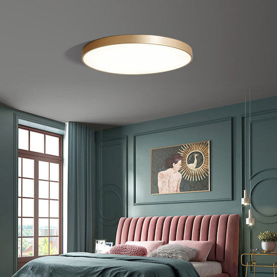 Modern Gold Metal Led Flush Mount Ceiling Lamp For Bedroom Lighting