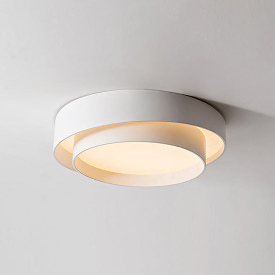 Led Nordic Style White Metal Ceiling Lamp For Bedroom - Flush Mount Lighting / 19.5 Warm