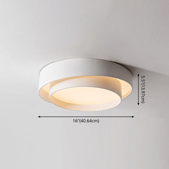 Led Nordic Style White Metal Ceiling Lamp For Bedroom - Flush Mount Lighting